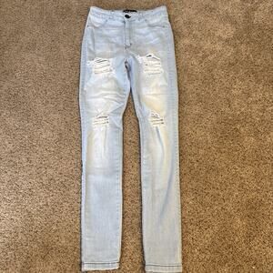 FIT JEANS Fitjeans Womens S Regular 4‎ Hole Ripped High Waisted Bleach Blue